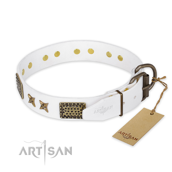 Rust-proof fittings on full grain leather collar for your stylish dog