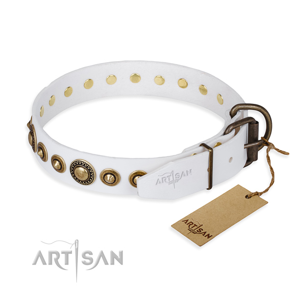 Soft to touch natural genuine leather dog collar handcrafted for easy wearing