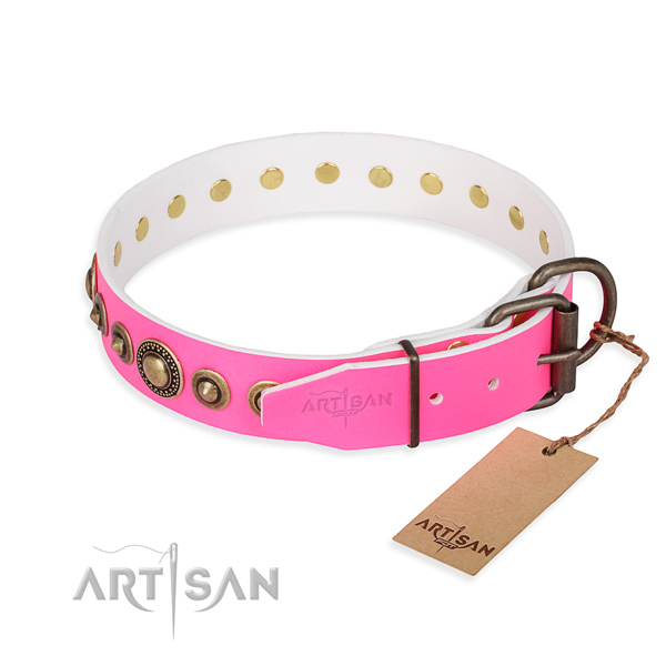 High quality full grain genuine leather dog collar crafted for daily use