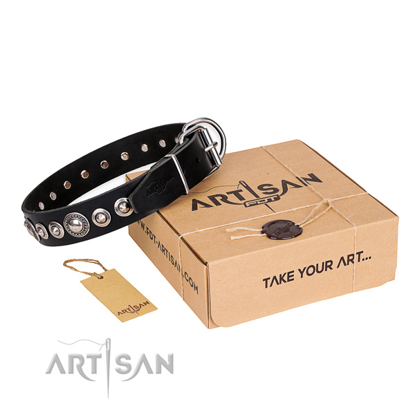 High quality genuine leather dog collar