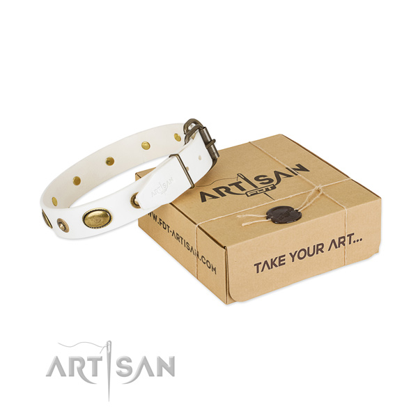 Easy adjustable full grain natural leather collar for your attractive dog