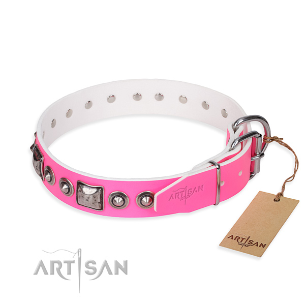 Soft genuine leather dog collar handmade for everyday use