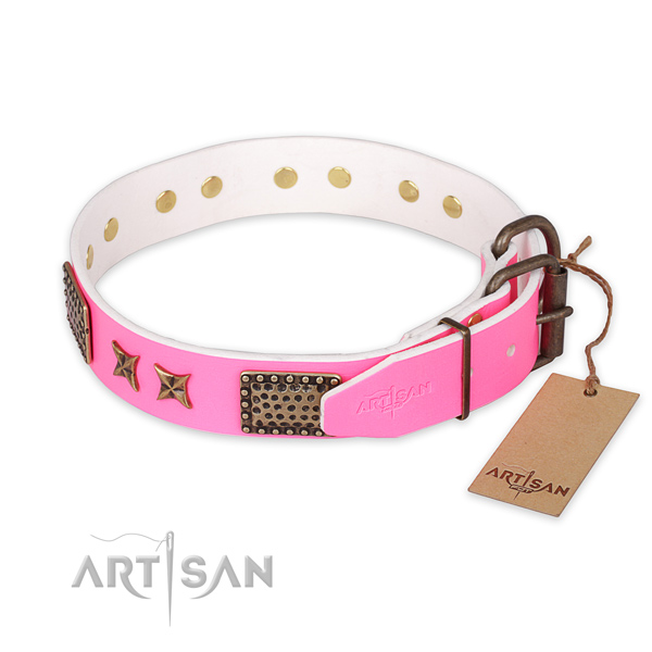 Durable fittings on full grain leather collar for your stylish four-legged friend