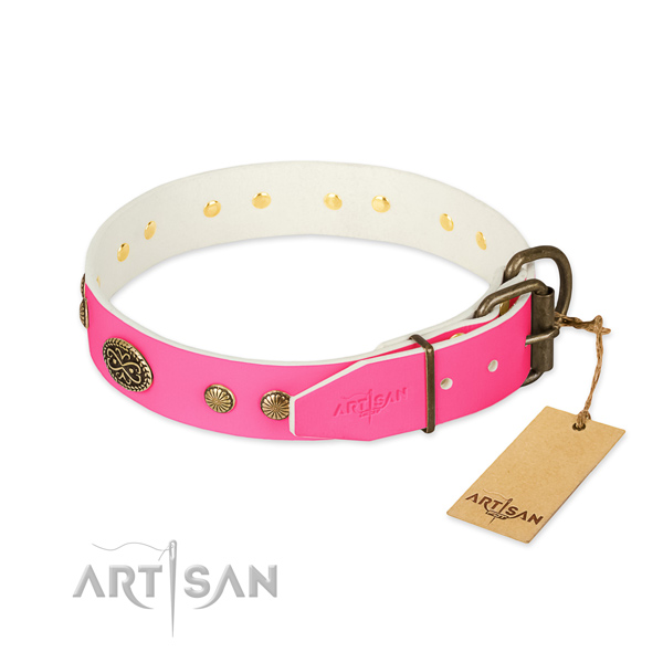 Durable hardware on leather dog collar for your doggie