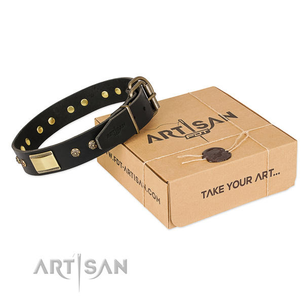 Easy to adjust full grain genuine leather collar for your handsome doggie