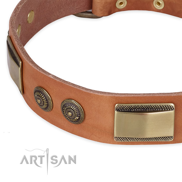 Handcrafted full grain natural leather collar for your attractive doggie