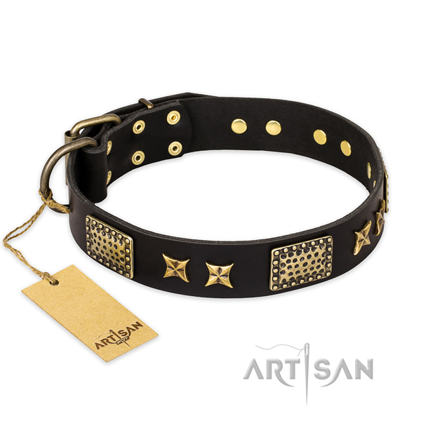 Best quality full grain genuine leather dog collar with durable traditional buckle