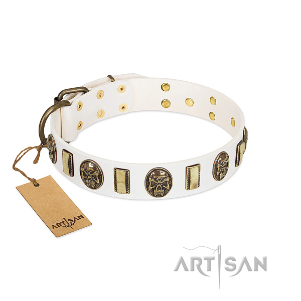 Amazing full grain natural leather dog collar for comfortable wearing