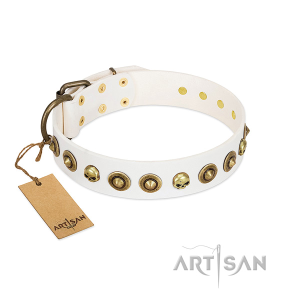 Full grain natural leather collar with inimitable decorations for your dog