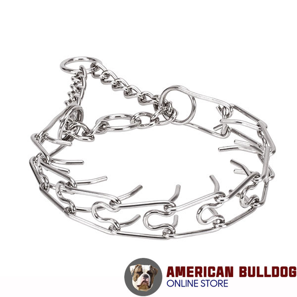 Rust proof dog pinch collar with stainless steel removable prongs