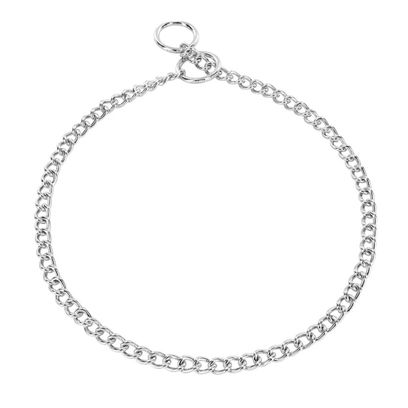 Chrome Plated Short Link Dog Collar with Round Links - 2.0 mm