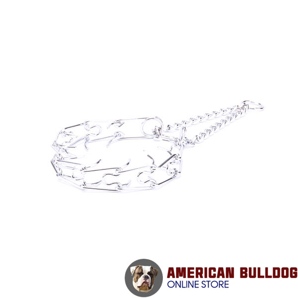 Top quality chrome plated steel prong collar for training