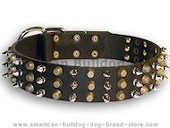 Best dog collar with 3spikes+3old brass pyramids for Large dogs