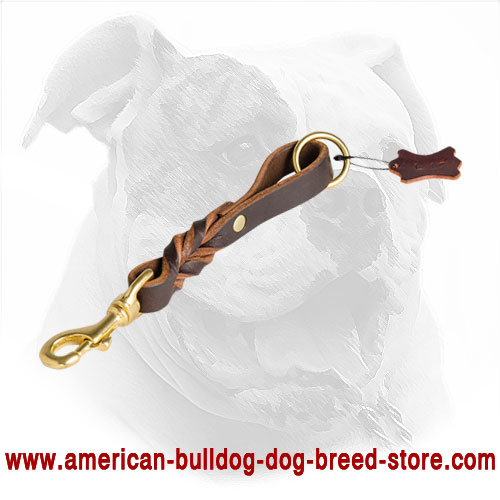 Braided Short Leather Dog Leash for American Bulldog - Click Image to Close