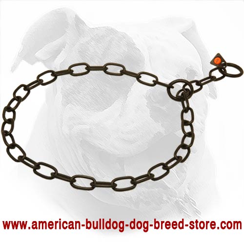 Black Fur Saver Dog Collar for American Bulldog