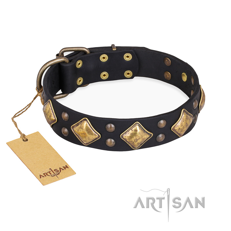 "Fancy-Schmancy" FDT Artisan Studded Leather American Bulldog Collar