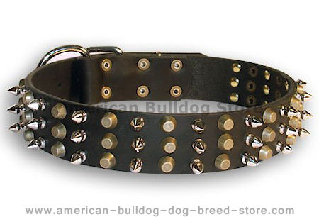 Best dog collar with 3spikes+3old brass pyramids for Large dogs