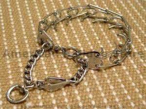 Dog pinch collar with swivel and small quick release snap hook