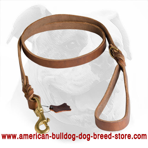 Stitched Leather American Bulldog Leash