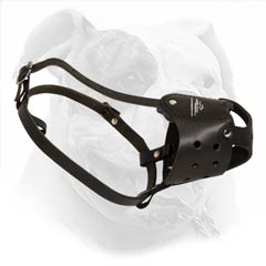 American Bulldog easy adjustable leather muzzle